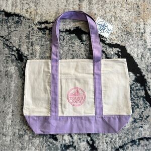 Trader Joe's Pastel Lavender & Cream Large Canvas Tote Bag